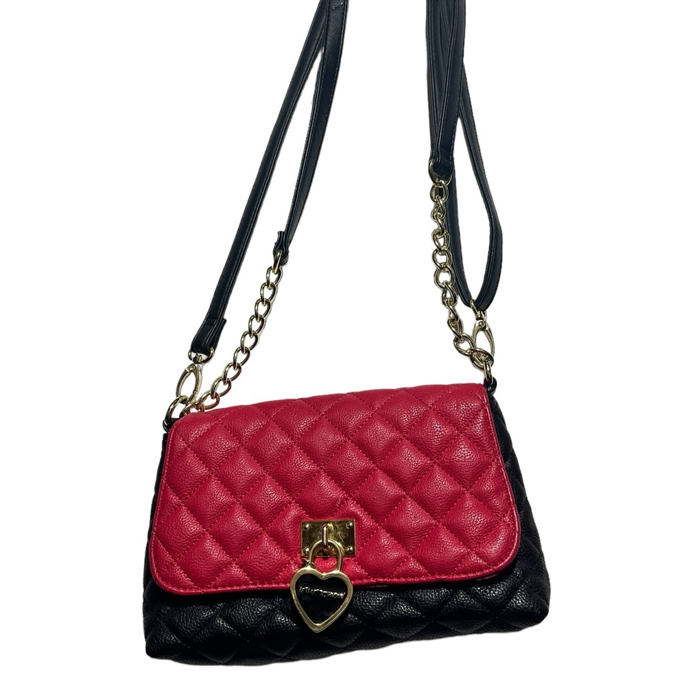 Betsy Johnson red and black padded bow shoulder bag